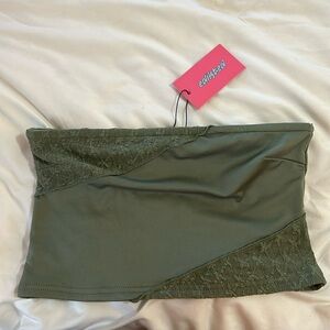 EDIKTED - Size Small Green Tube Top with Floral Lace Detail - NEW WITH TAGS